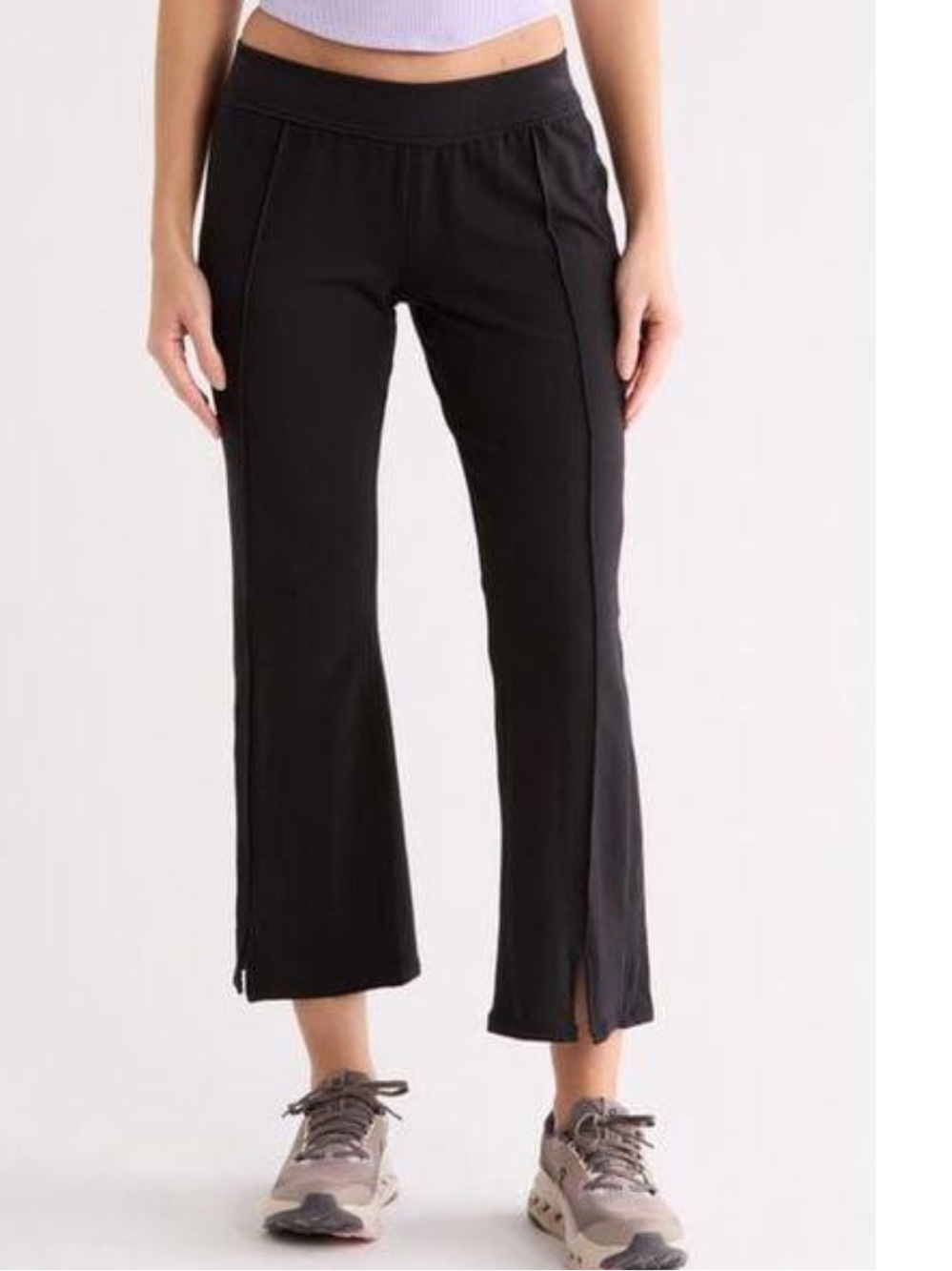 FP Movement Tryouts Cropped Flare Pants Black Size S Split Hem Free People